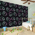 Purple And Teal Skull Pattern Print Wall Sticker