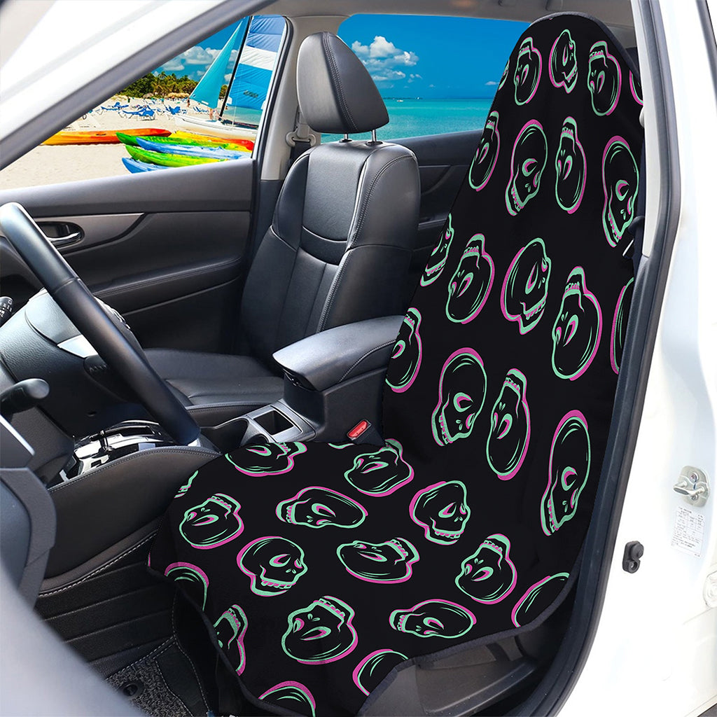 Purple And Teal Skull Pattern Print Waterproof Car Seat Cover
