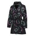 Purple And Teal Skull Pattern Print Women's Bathrobe