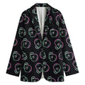 Purple And Teal Skull Pattern Print Women's Blazer
