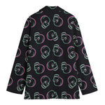 Purple And Teal Skull Pattern Print Women's Blazer