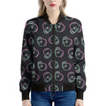 Purple And Teal Skull Pattern Print Women's Bomber Jacket