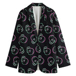 Purple And Teal Skull Pattern Print Women's Cotton Blazer