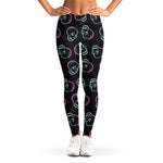 Purple And Teal Skull Pattern Print Women's Leggings