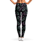 Purple And Teal Skull Pattern Print Women's Leggings