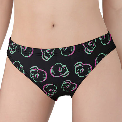 Purple And Teal Skull Pattern Print Women's Panties