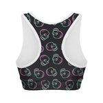 Purple And Teal Skull Pattern Print Women's Sports Bra