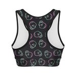 Purple And Teal Skull Pattern Print Women's Sports Bra