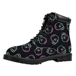 Purple And Teal Skull Pattern Print Work Boots