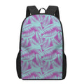 Purple And Teal Tropical Leaf Print 17 Inch Backpack