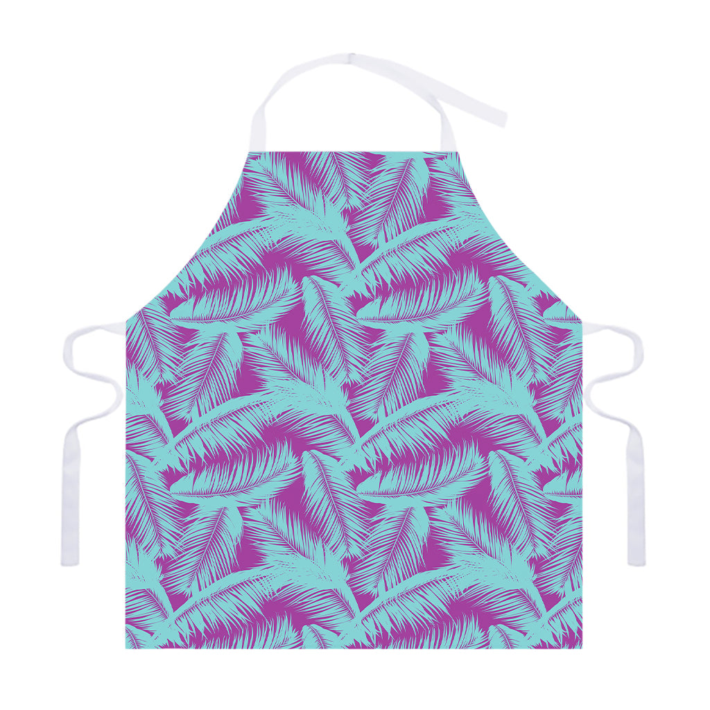 Purple And Teal Tropical Leaf Print Adjustable Apron
