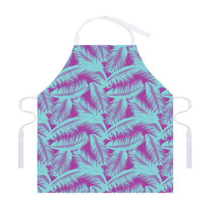 Purple And Teal Tropical Leaf Print Adjustable Apron