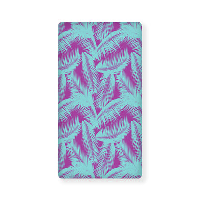 Purple And Teal Tropical Leaf Print Baby Crib Sheet
