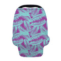 Purple And Teal Tropical Leaf Print Baby Seat Cover