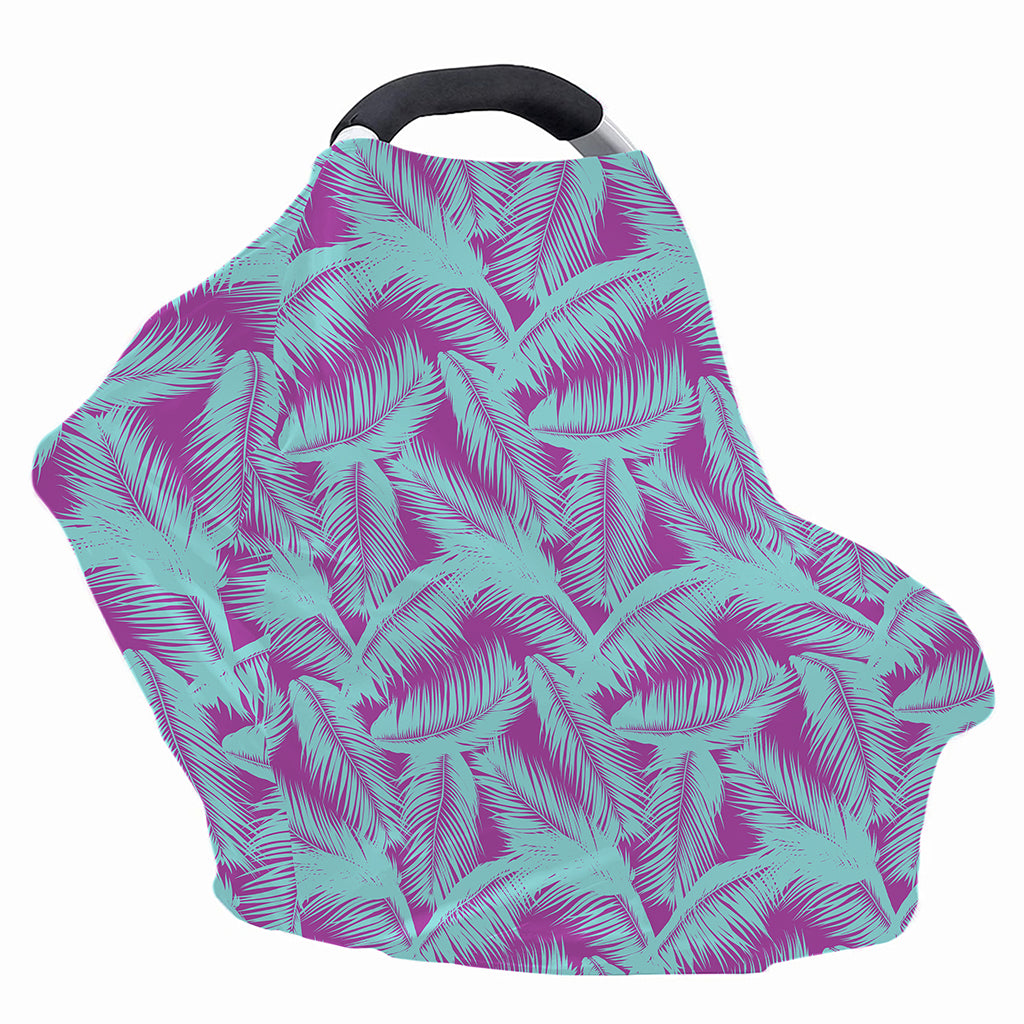 Purple And Teal Tropical Leaf Print Baby Seat Cover