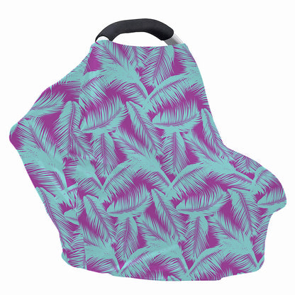 Purple And Teal Tropical Leaf Print Baby Seat Cover