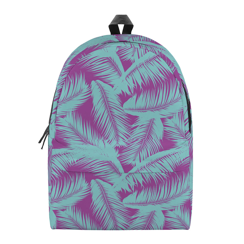 Purple And Teal Tropical Leaf Print Backpack