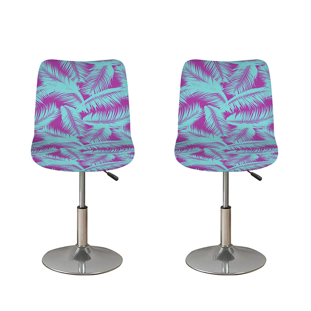 Purple And Teal Tropical Leaf Print Bar Stool Covers