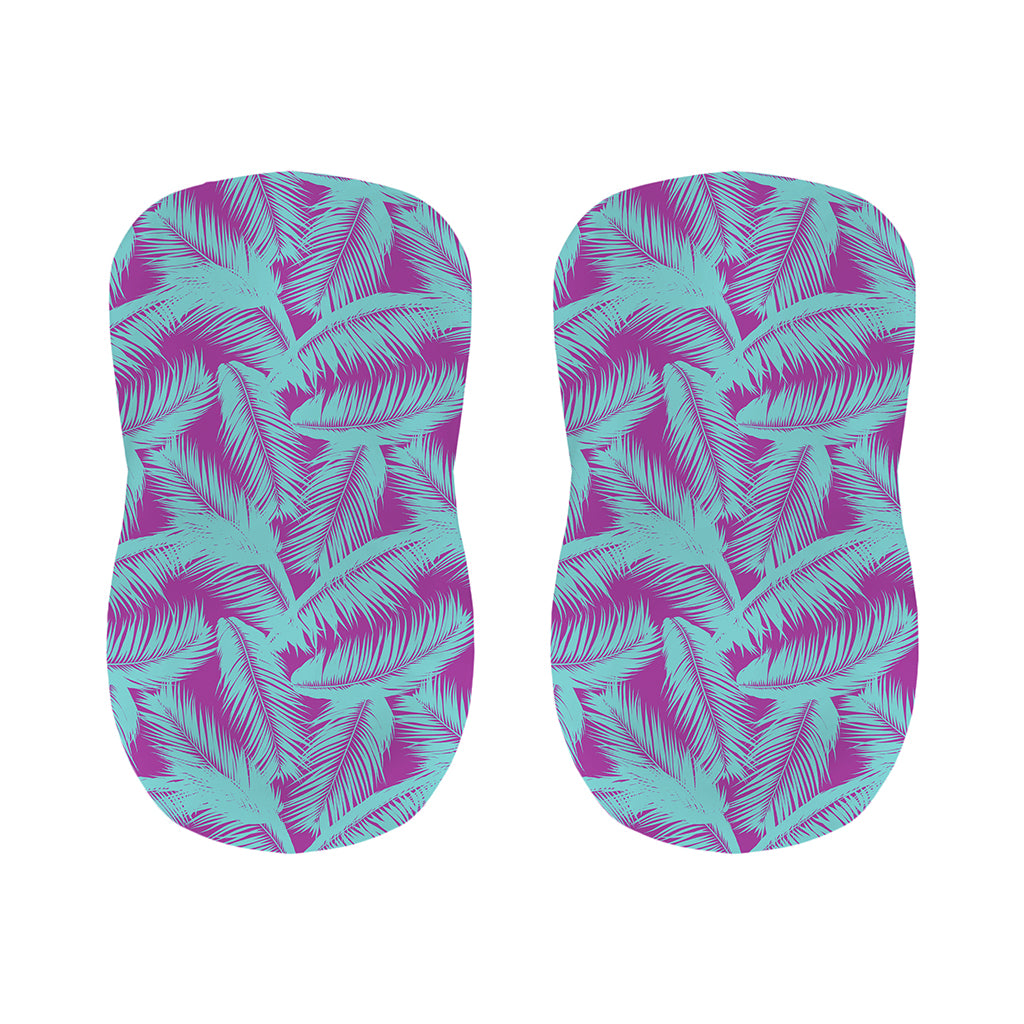 Purple And Teal Tropical Leaf Print Bar Stool Covers