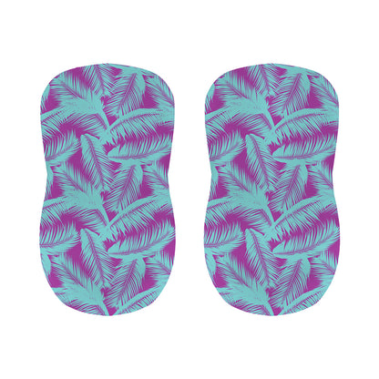 Purple And Teal Tropical Leaf Print Bar Stool Covers