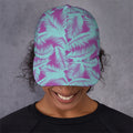 Purple And Teal Tropical Leaf Print Baseball Cap