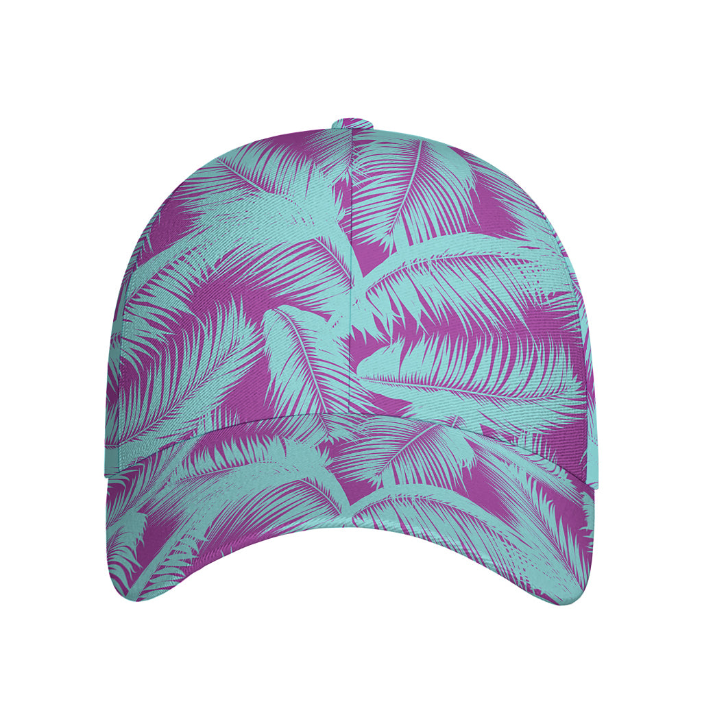 Purple And Teal Tropical Leaf Print Baseball Cap