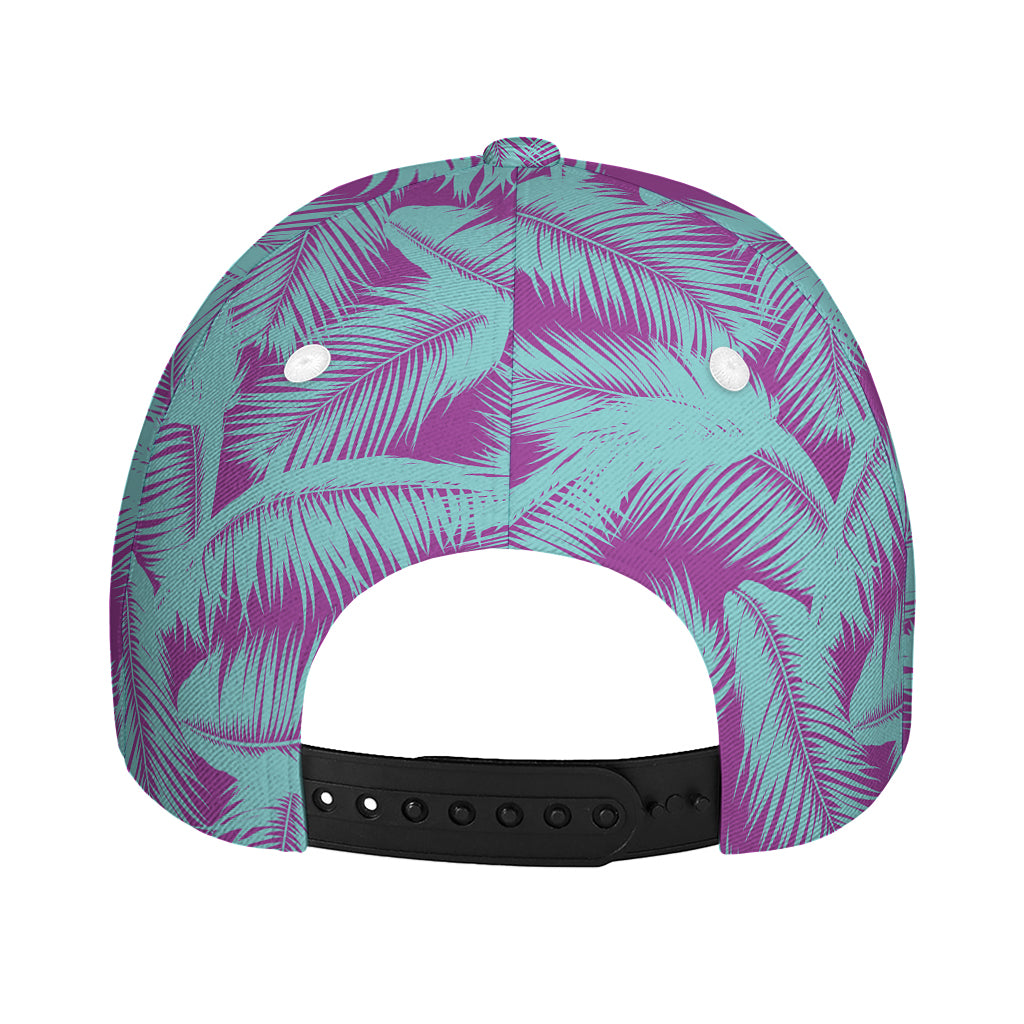 Purple And Teal Tropical Leaf Print Baseball Cap