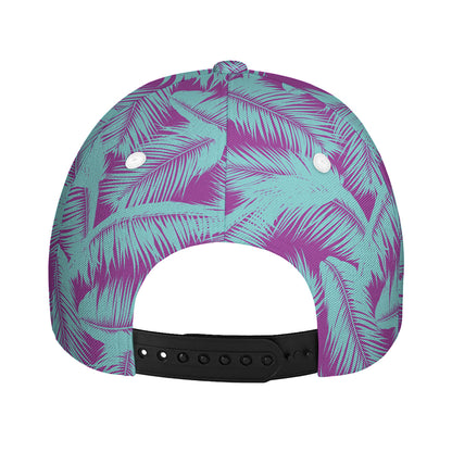 Purple And Teal Tropical Leaf Print Baseball Cap