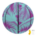 Purple And Teal Tropical Leaf Print Basketball