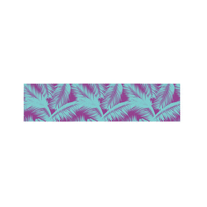 Purple And Teal Tropical Leaf Print Bed Runner
