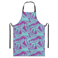 Purple And Teal Tropical Leaf Print Bib Apron With Pocket