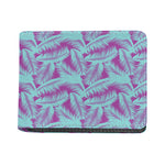 Purple And Teal Tropical Leaf Print Bifold Wallet