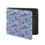 Purple And Teal Tropical Leaf Print Bifold Wallet