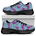 Purple And Teal Tropical Leaf Print Black Chunky Shoes