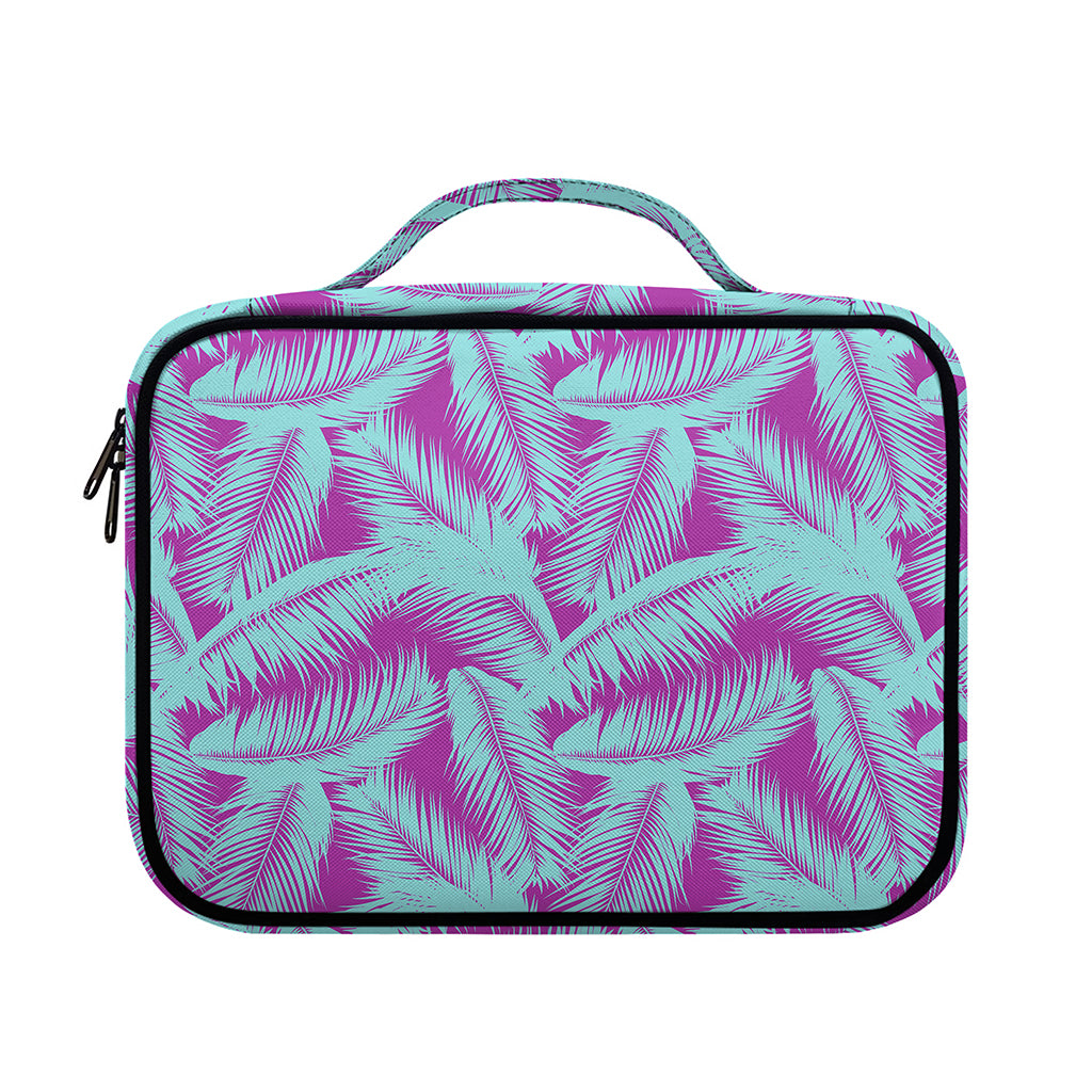 Purple And Teal Tropical Leaf Print Briefcase Bible Bag
