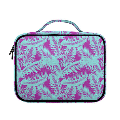 Purple And Teal Tropical Leaf Print Briefcase Bible Bag