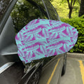 Purple And Teal Tropical Leaf Print Car Side Mirror Covers