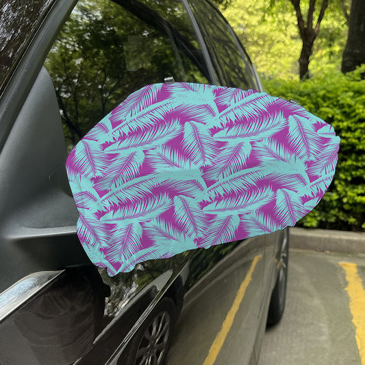 Purple And Teal Tropical Leaf Print Car Side Mirror Covers