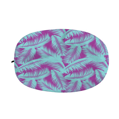 Purple And Teal Tropical Leaf Print Car Side Mirror Covers