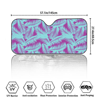 Purple And Teal Tropical Leaf Print Car Windshield Sun Shade