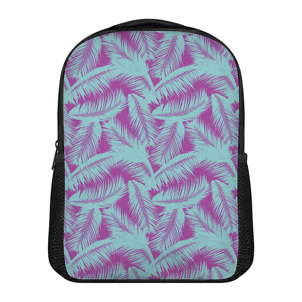 Purple And Teal Tropical Leaf Print Casual Backpack