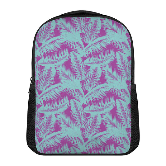 Purple And Teal Tropical Leaf Print Casual Backpack