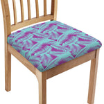 Purple And Teal Tropical Leaf Print Chair Cushion Cover