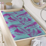 Purple And Teal Tropical Leaf Print Changing Pad Cover