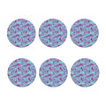 Purple And Teal Tropical Leaf Print Coaster Set