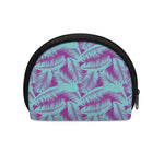 Purple And Teal Tropical Leaf Print Coin Purse