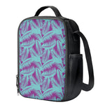 Purple And Teal Tropical Leaf Print Crossbody Lunch Bag