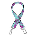 Purple And Teal Tropical Leaf Print Dog Seat Belt