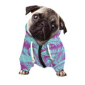 Purple And Teal Tropical Leaf Print Dog Zip Up Hoodie