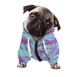 Purple And Teal Tropical Leaf Print Dog Zip Up Hoodie